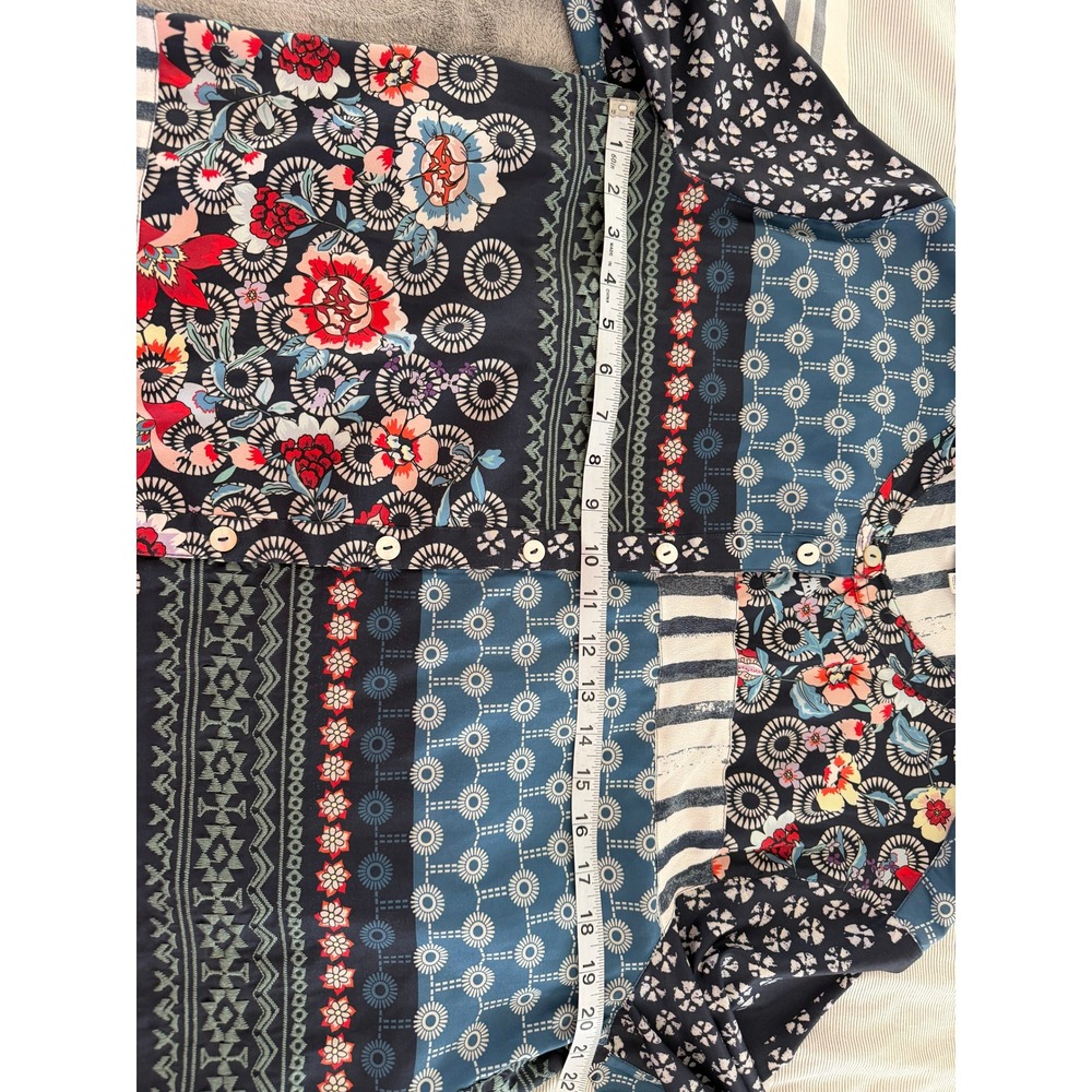 John Mark Women Mixed Print Patchwork Button Fron… - image 2